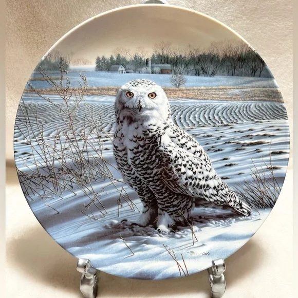 Stately Owls Collector Plate The Snowy Owl 1st Issue Beaudoin Knowles Bradex - Picture 1 of 2
